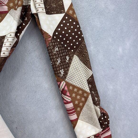 Melissa Lane Tan Patchwork One Piece Button Dress Vintage 70s Hippie Boho - Picture 5 of 16